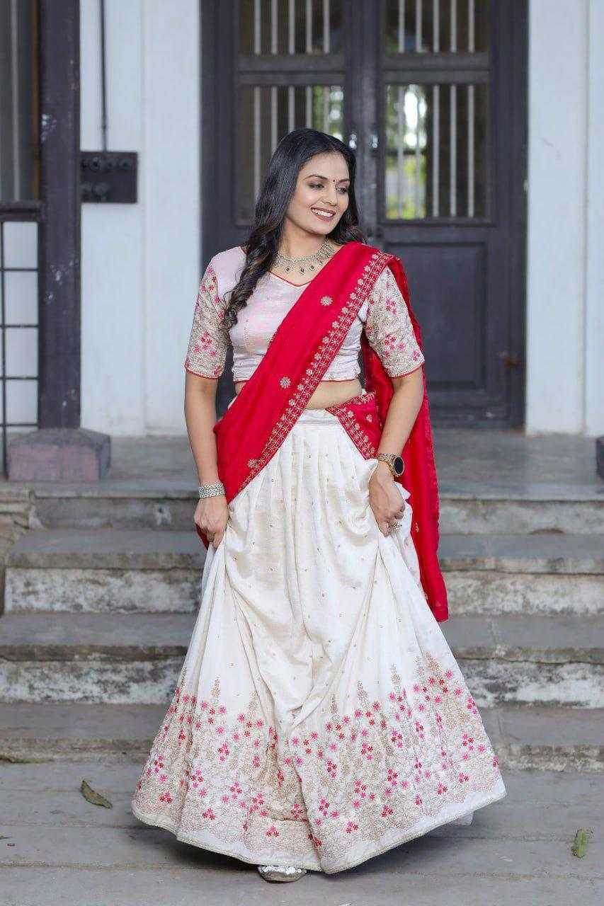 Vichitra Silk Designer Embroidered Lehenga - MYLUXURY LANE ENTERPRISE